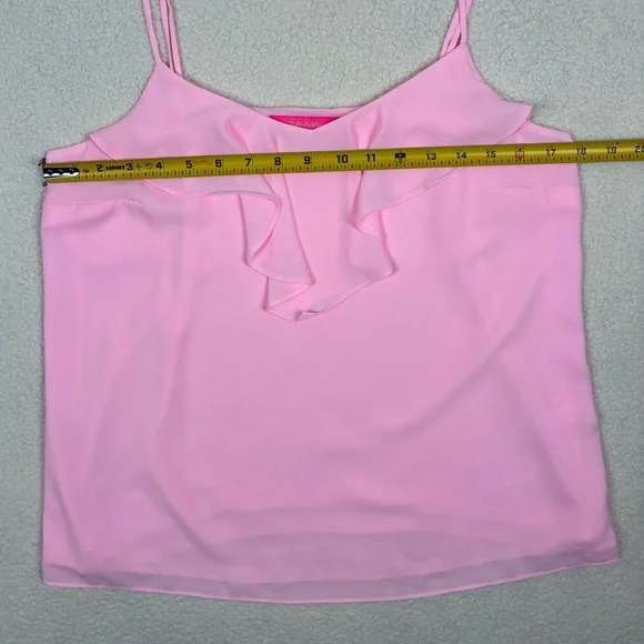 NWOT Lilly Pulitzer Karmen Cami Tank Top Light Pink Ruffle Neckline Sz Medium - Picture 5 of 7